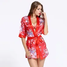 Эротическое белье женщины горячие цветочный кимоно эротическое белье Интимные платье Ночная рубашка пижамы сексуальный костюм халат+ комплект бикини