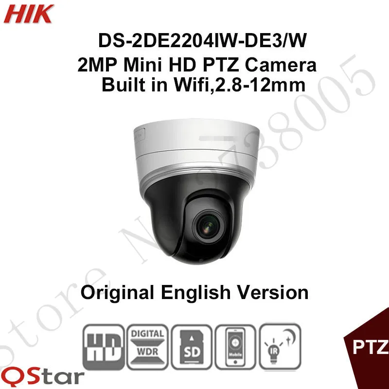 In Stock Hik English Wifi PTZ DS 2DE2204IW DE3 2MP Mini IP PTZ Camera 2 8