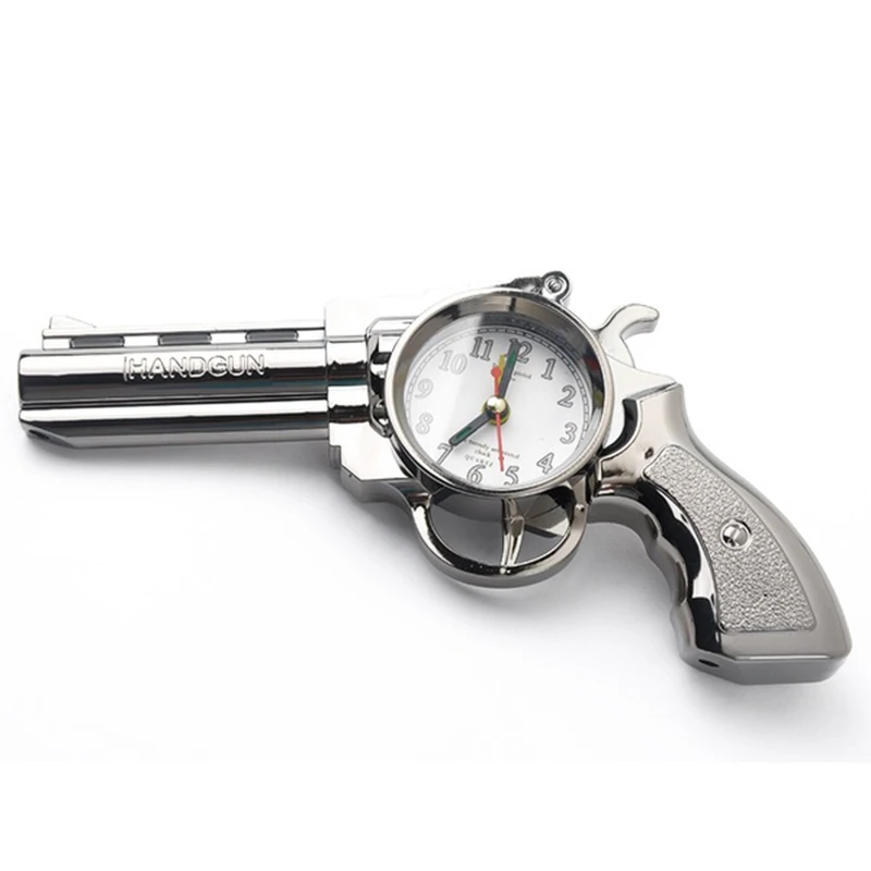 Novelty Pistol Gun Shape Alarm Clock Desk Table Home Office Decor Gifts