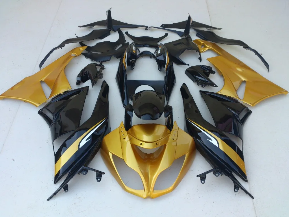 

Free customize Fairing kits for Kawasaki ZX 6R 2009 2010 2011 2012 NINJA zx6r 09-12 gloden black ABS fairings set PA8