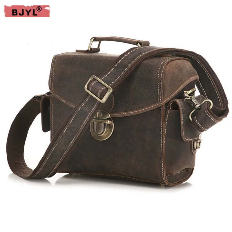 Horse Bjyl En Reflex Photo Rétro 1 D'épaule Sacs Messenger Sac Mâle Appareil Cuir De Crazy Bandoulière Boucle Main Hommes À IqnrFI