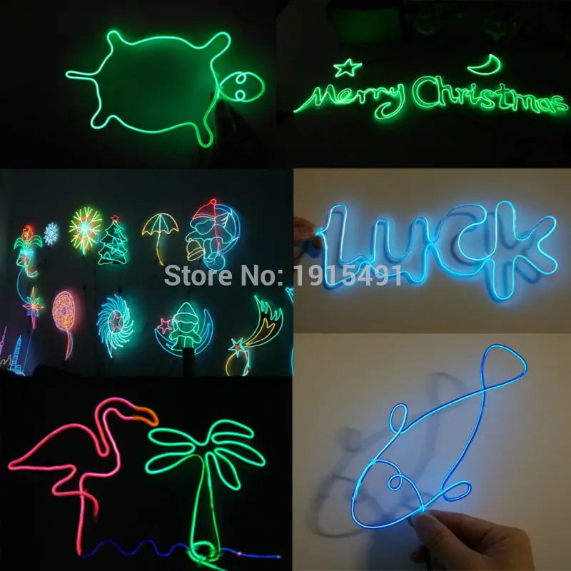 

2.8mm EL Wire LED Neon Glow Rope Light El Controller For Indoors Outdoors Home Holiday DIY Decoration Colorful Design at Night