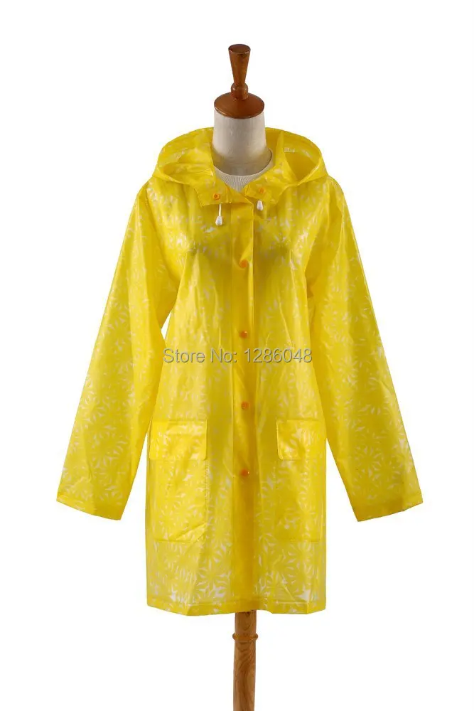 New fashion floral pattern quality waterproof plastic women s font b yellow b font long lightweight