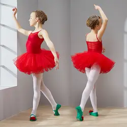 Детская Танцы одежда для тренировки Девушка Лето приостановлено лифчик балетная пачка платье для танцев детский сад производительность