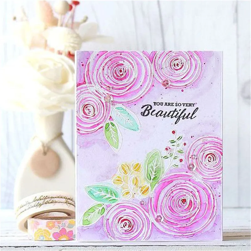 

GJCrafts Clear Stamp Cutting Dies Scrapbooking Card Making 2019 New Letter Flower Rubber Stamp Metal Diecut DIY Paper Craft