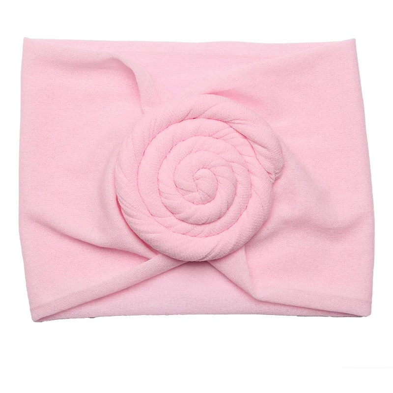 Light pink Модный цветочный узел, популярная повязка на голову для детей, широкая Новинка, эластичная детская чалма, резинки для волос, высокое качество, аксессуары для волос - Цвет: Light pink