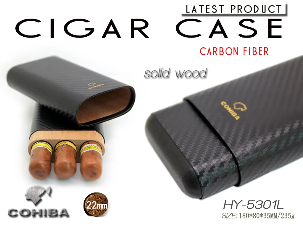 Хьюмидор для сигар Cohiba дорожный кейс из углеродного волокна кедровый деревянный портсигар кошелек-туба держать три аксессуары для сигар 5301L