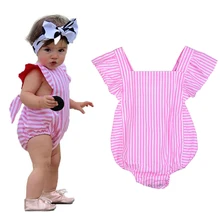 Newborn Baby Girl Rompers Cotton Sleeveless Striped Toddler Girl Kids Clothes Baby Summer Dress Infant One-piece Jumpsuit