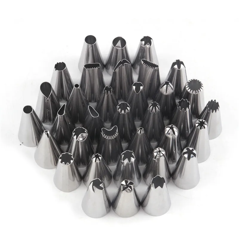 

35 pcs/set different cake icing piping decorating nozzles tips set squeeze cream stainless steel cakes pastry baking tools