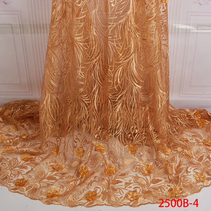 

2019 Designs French Net Lace Wedding Fabric New African Lace Fabric 2019 Embroidered Nigerian QF2500B-4