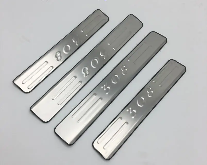 Stainless Steel Door Sill Scuff Plate Sticker Welcome Pedal Car-Styling Car Accessories Fit For Peugeot 308 2007 2008 2009-2013 |