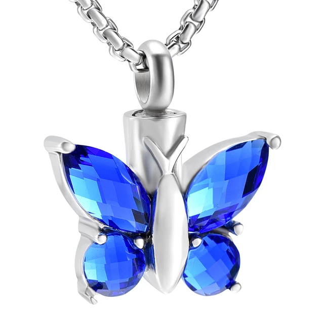 Murano Glass Butterfly Cremation - Ash Necklace - Cherished Emblems