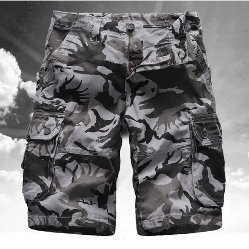 Новые летние камуфляжные мужские шорты Карго свободные с карманами хлопковые шорты повседневные до колена Большие размеры шорты мужские брендовая одежда