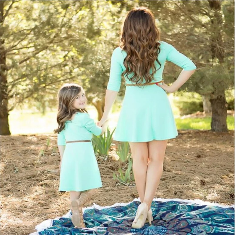 LILIGIRL/Детские небесно-голубые платья для девочек; элегантное платье для мамы и дочки; Новинка года; Семейные комплекты «Мама и я»