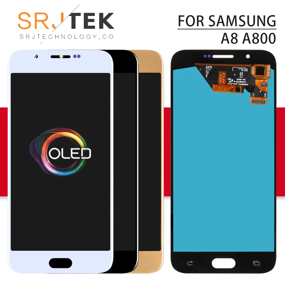 

OLED Srjtek For Samsung Galaxy A8 A800 Display Touch Screen Digitizer Panel Assembly Replacement Frame For A800F LCD A8000