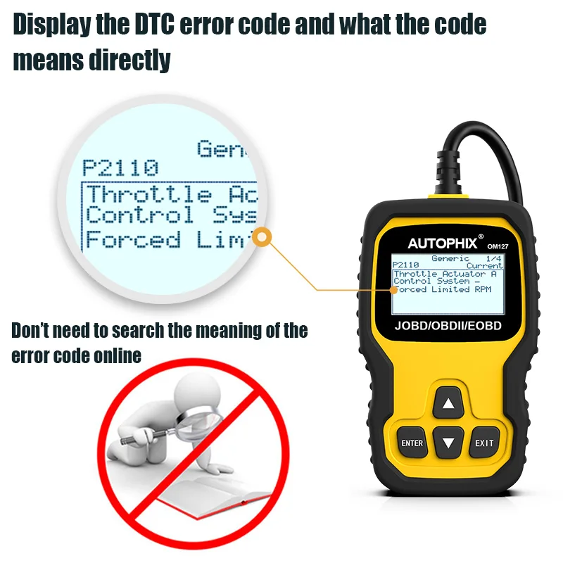 Autophix OM127 OBD2 автомобильный сканер ODB2 диагностический инструмент OBDII EOBD JOBD считыватель кода с русским языком OBDII автоматический сканер