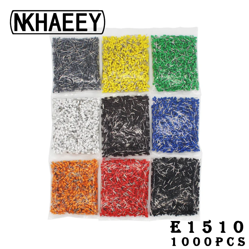 

1000pcs/Pack E1510 Insulated Cord End Terminal Crimp Terminal Wire Connector Crimp Ferrules Crimping Terminals Tubular