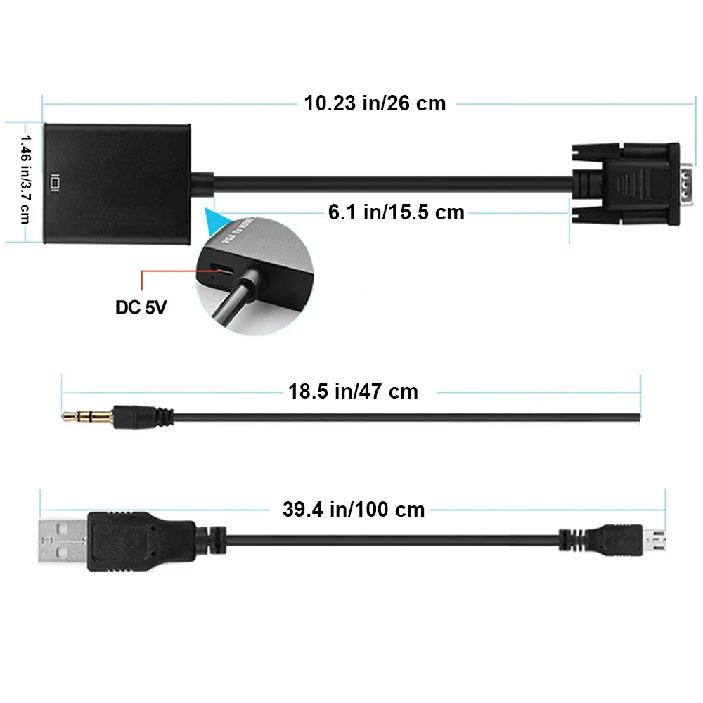 Новый HD + Аудио ТВ AV HDTV Видео кабель конвертер адаптер аудио провод VGA выход HDMI 1080P