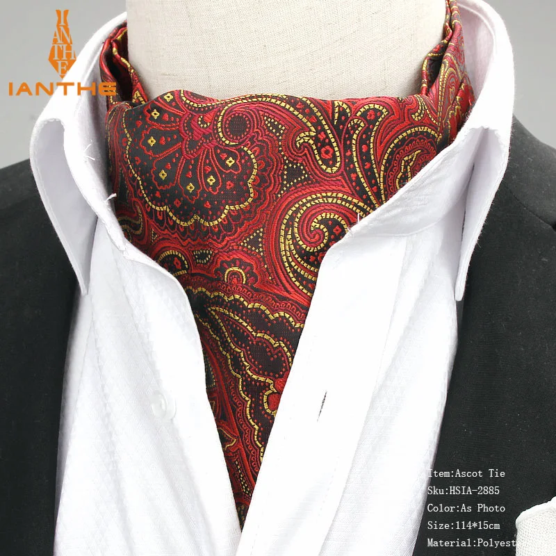Мужской винтажный галстук с узором в горошек, Пейсли, Свадебный Официальный галстук, Ascot, резинка для волос, британский стиль, мужской галстук из полиэстера, роскошный галстук