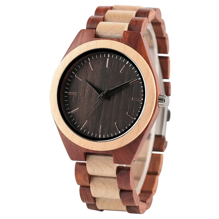  Simple Novel Trendy Red Black Sandalwood Bangle Men Analog Quartz WristWatch Hollow Handmade Nature Wood Bamboo Relogio Gift Bag (28)