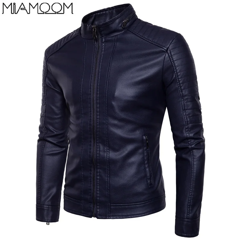 

Men Fur Jacket 2019 New Men's Stand Collar Jacket Casual with Velvet Stand Collar Leather Coat Imitation Leather Coat