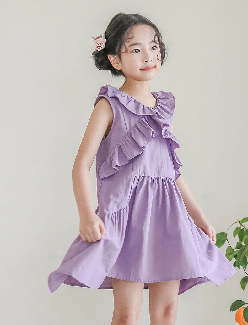 Purple Teenage Girls Party Dresses Clothing Kids Sleeveless Peter Pan Collar Dress Baby Clothes Children Solid Summer Dresses (17).jpg