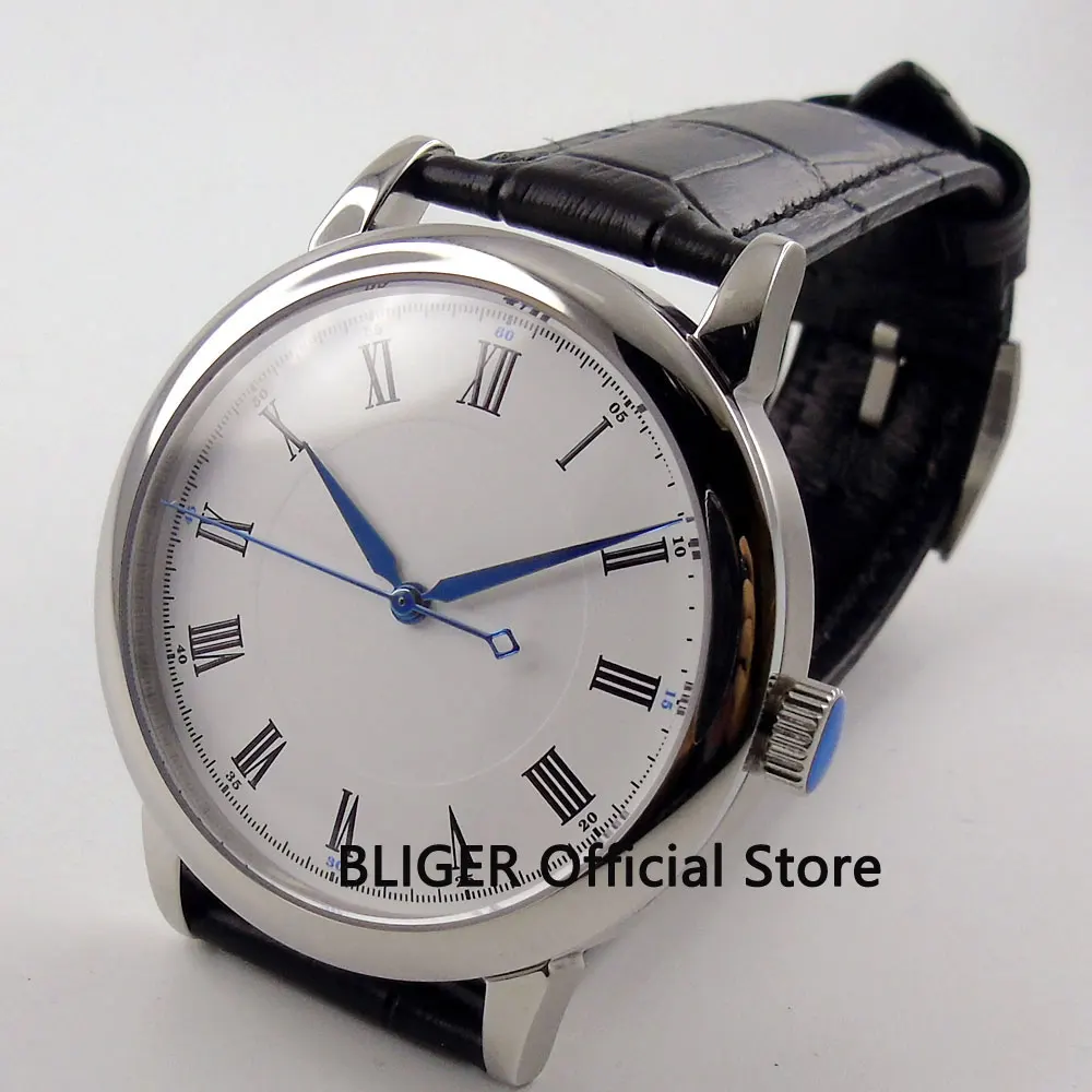 

Fashion 40MM White Sterile Dial Men's Watch Stainless Steel Case Leather Strap Automatic Movement Men's Wrist Watch BD22