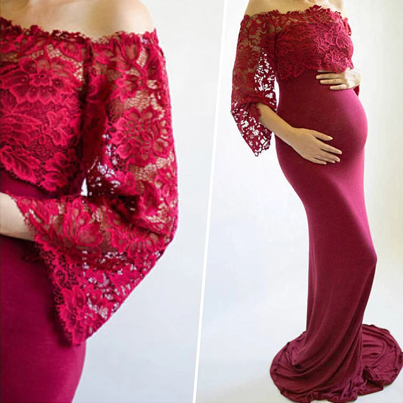 Escribir identificación difícil Vestidos de maternidad de primavera para sesión de fotos del embarazo,  accesorios de fotografía, encaje Sexy, vestido de fiesta de boda rojo vino  para embarazadas, 2020 _ - AliExpress Mobile