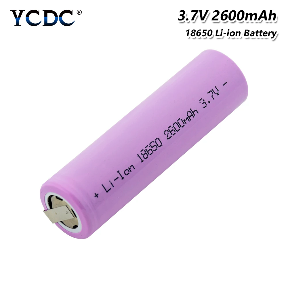 

1/2/4 Pcs 18650 2600mAh Li-ion Flat-top Batteries 3.7V Long Lasting Lithium Batteries With 2 Tabs For Torch Power Bank Gamepad