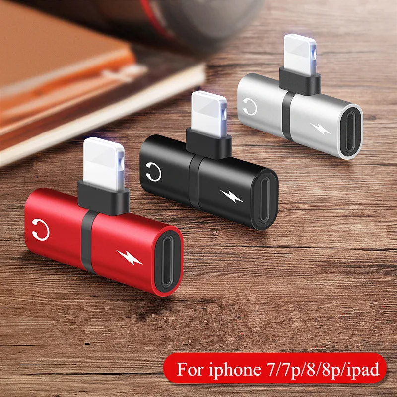 2 in 1 Earphone Charging Converter for iPhone X 8 8Plus 7 7Plus Dual Jack Audio