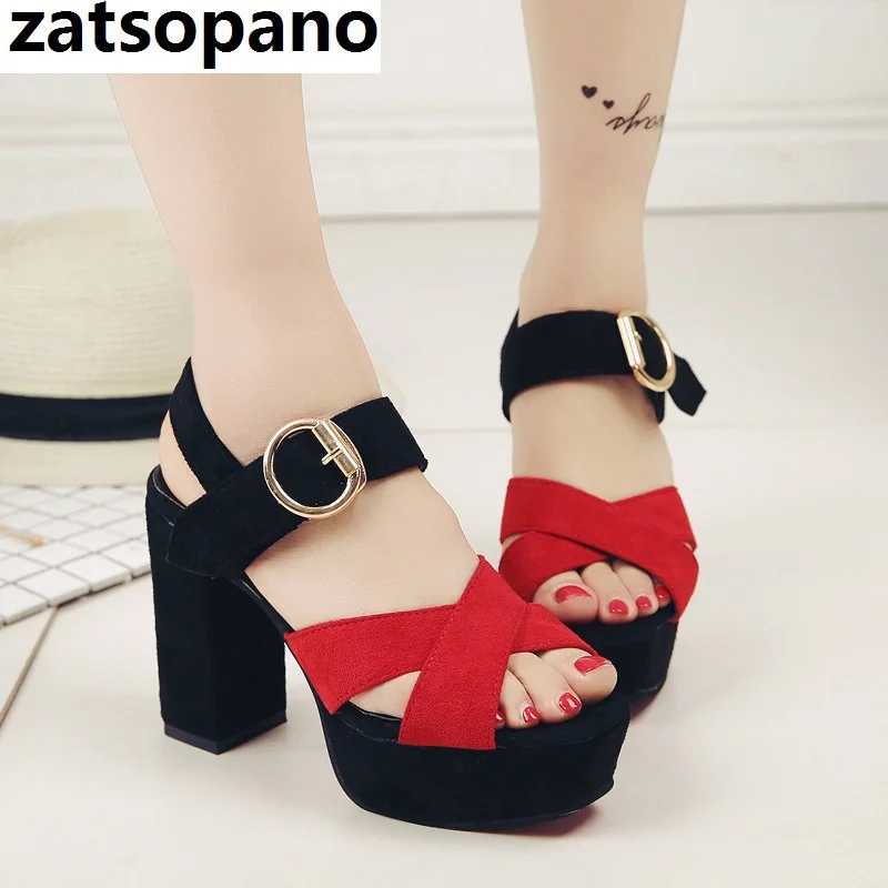 

Zatsopano 2019 summer new thick with cross fish mouth sandals women's high-heeled shoes waterproof platform hollow female shoes