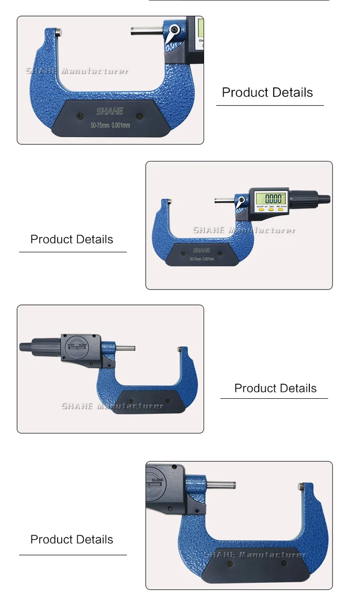 Shahe 50-75 мм 0,001 мм электронный наружный микрометр с розничной коробкой микрон наружный микрометр 50-75 мм