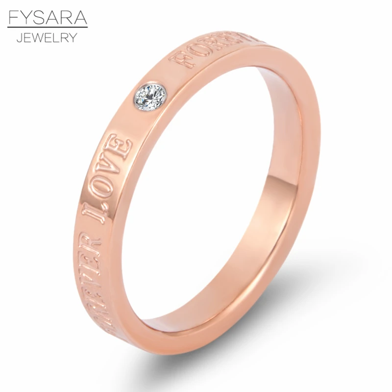 

FYSARA FOREVER LOVE Rings For Women Men Stainless Steel Couple Ring Brand Bridal Wedding Ring Jewelry Crystal Tail Ring