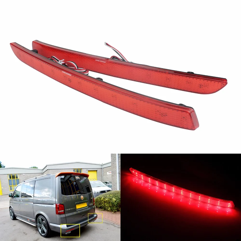 ANGRONG 2x dla VW Transporter T5 czerwony LED reflektor ANGRONG 2x czerwony reflektor tylnego zderzaka LED światło
