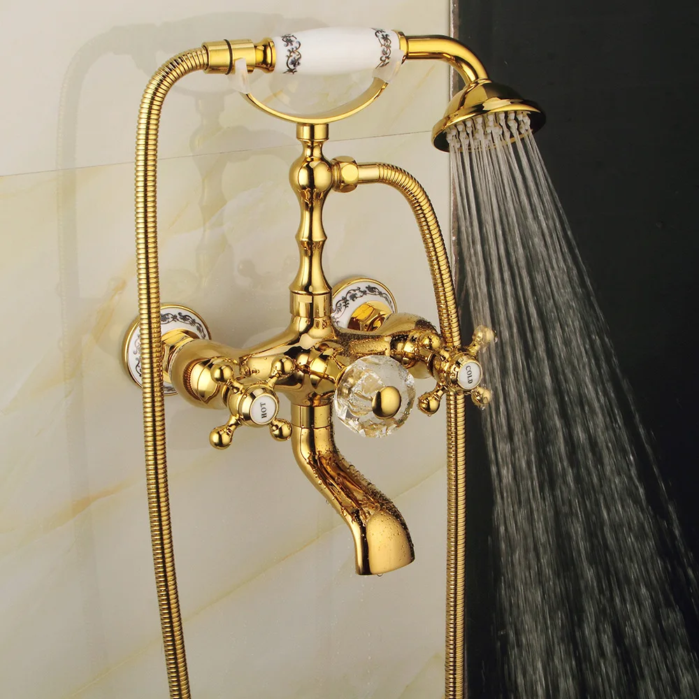 

Golden Simple Flower Sprinkler Copper European Hand-held Pressurized Shower Flower Sprinkler Seven-way Flower