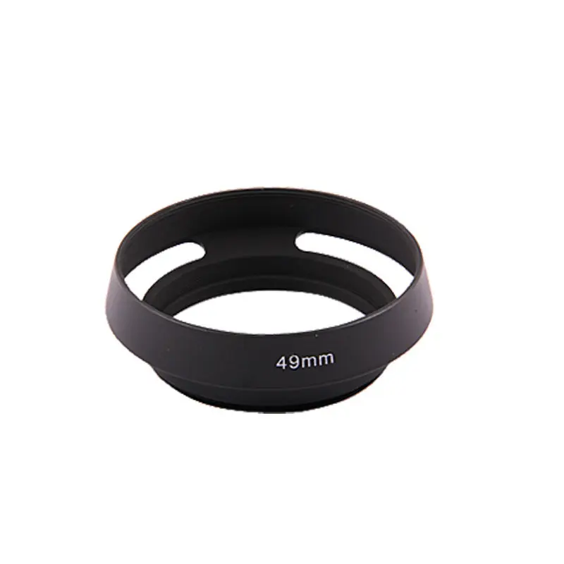 

49mm Screw-in metal tilted vented Lens Hood For Fujifilm Olympus Panasonic Canon Sony Nikon camera Lens