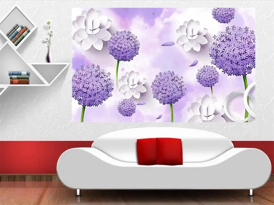 3d壁紙写真壁紙カスタムリビングルーム壁画タンポポの花絵画ソファテレビの背景ステッカーの壁紙3d Wallpaper For Walls 3d 3d Wallpaperphoto Wallpaper Aliexpress
