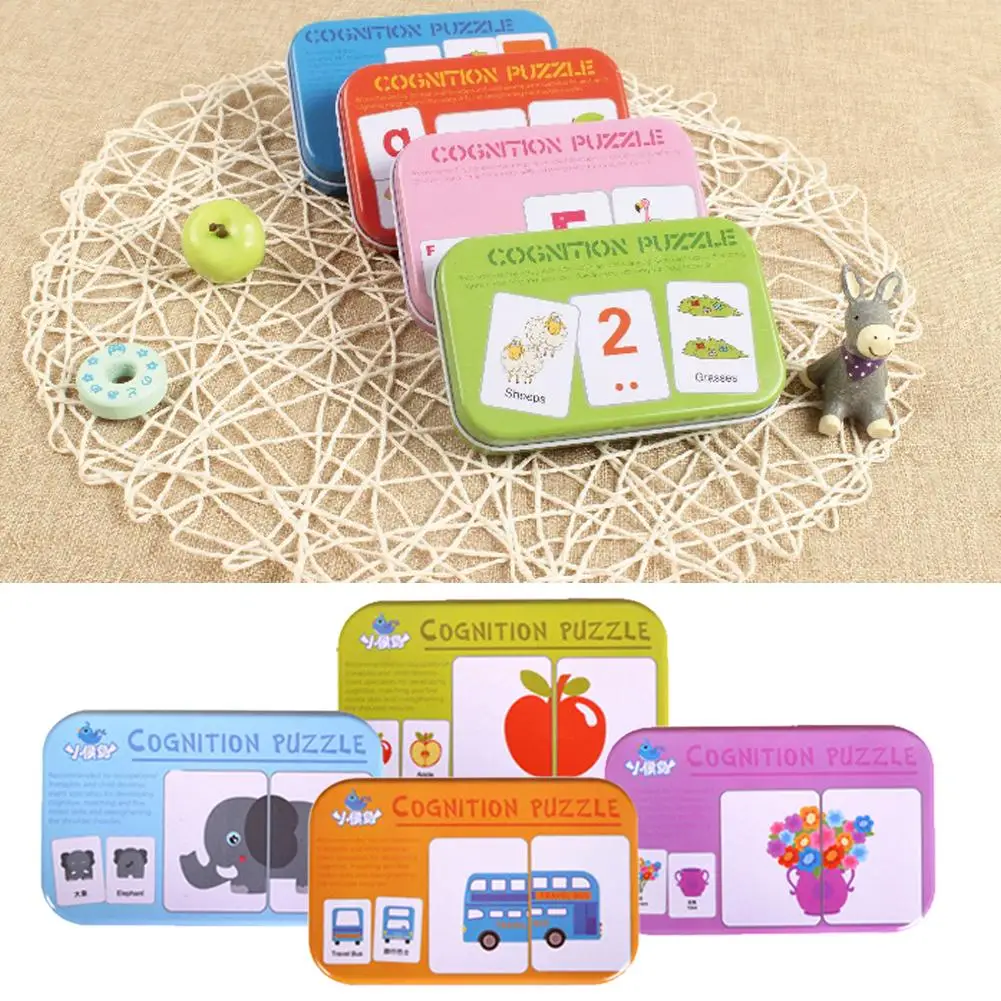 

Clear Stock Children Cartoon Story Iron Box Storage Puzzle Children Handmade Puzzle Early Education Toys