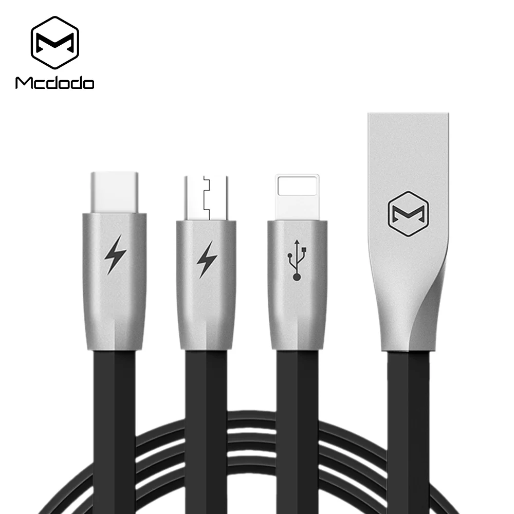 Mcdodo 3 в 1 кабель для передачи данных для Lightning Micro usb type-C зарядный кабель для синхронизации данных для iPhone IOS Android мобильный телефонный шнур