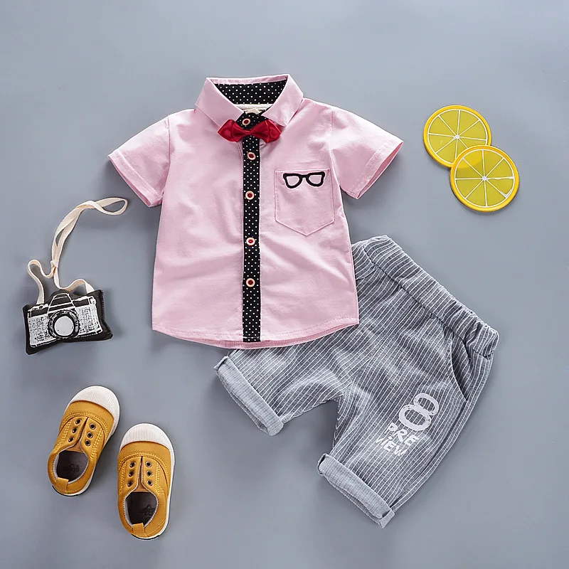 

Boys Set summer new baby clothes Boy fashion short sleeve shirt + Shorts Sets 2 pieces Children clothing suit