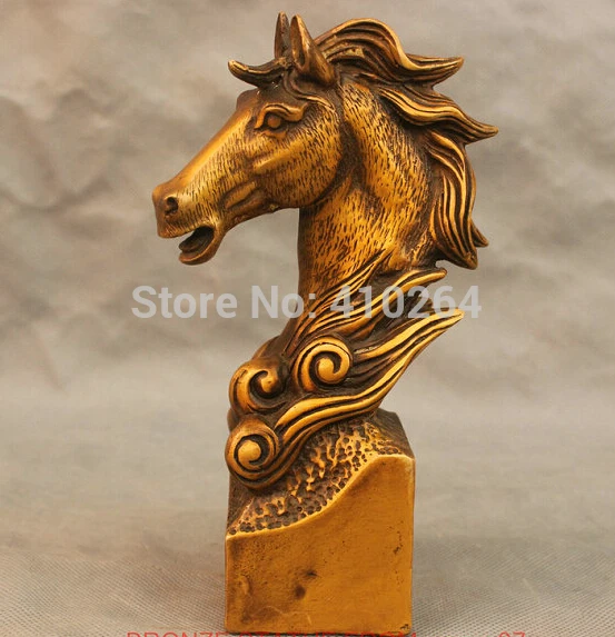 

7'' China Zodiac Horse Head Bust Bronze Statue