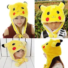 Kids Unsex Adult pikachu Pattern Plush Winter Hat POKEMON Hat Best Gift Cap Yellow