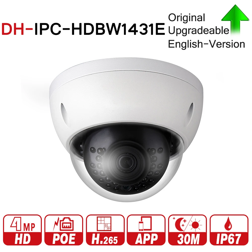 

DH IPC-HDBW1431E with logo original 4MP Network IP Camera Support IK10 IP67 Waterproof with POE IR Range 30m Mini Dome Camera