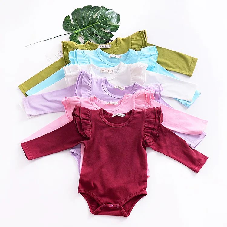 0-2 years baby girls romper flutter tee long sleeve clothes for kids cotton crotch with button children jumpsuit 0-2 years baby girls romper flutter tee long sleeve clothes for kids cotton crotch with button children jumpsuit
