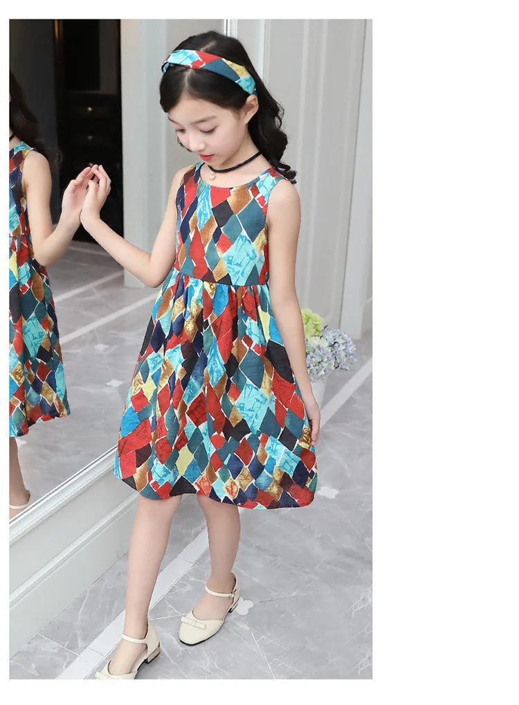 3-12 y fashion dress for girls summer 2019 girl dresses sleeveless sundress teenager 10 12 years old kids clothes On Sales (8)