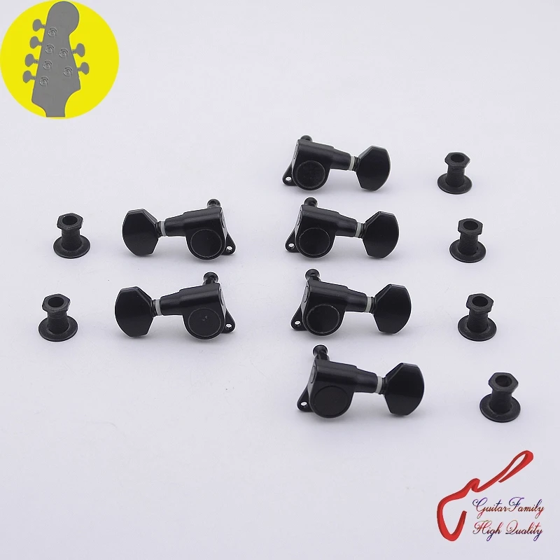 

1 Set GuitarFamily R4+L2 Guitar Machine Heads Tuners Black MADE IN KOREA