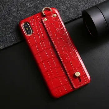 

Luxury Crocodile Pattern Genuine Leather Phone Case for iPhone SE 11 Pro Max Xs Max XR X 8 7 6s Plus Female Cover w/ Hand Strap