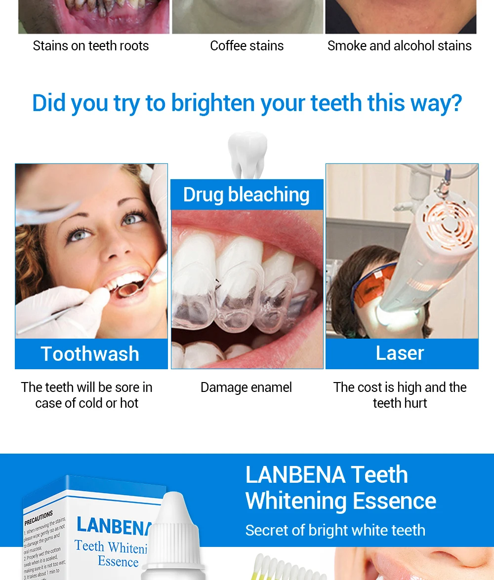 LANBENA Отбеливание зубов эссенция чистка зубов отбеливание зубов отбеливатель удалитель пятен зубов набор инструментов