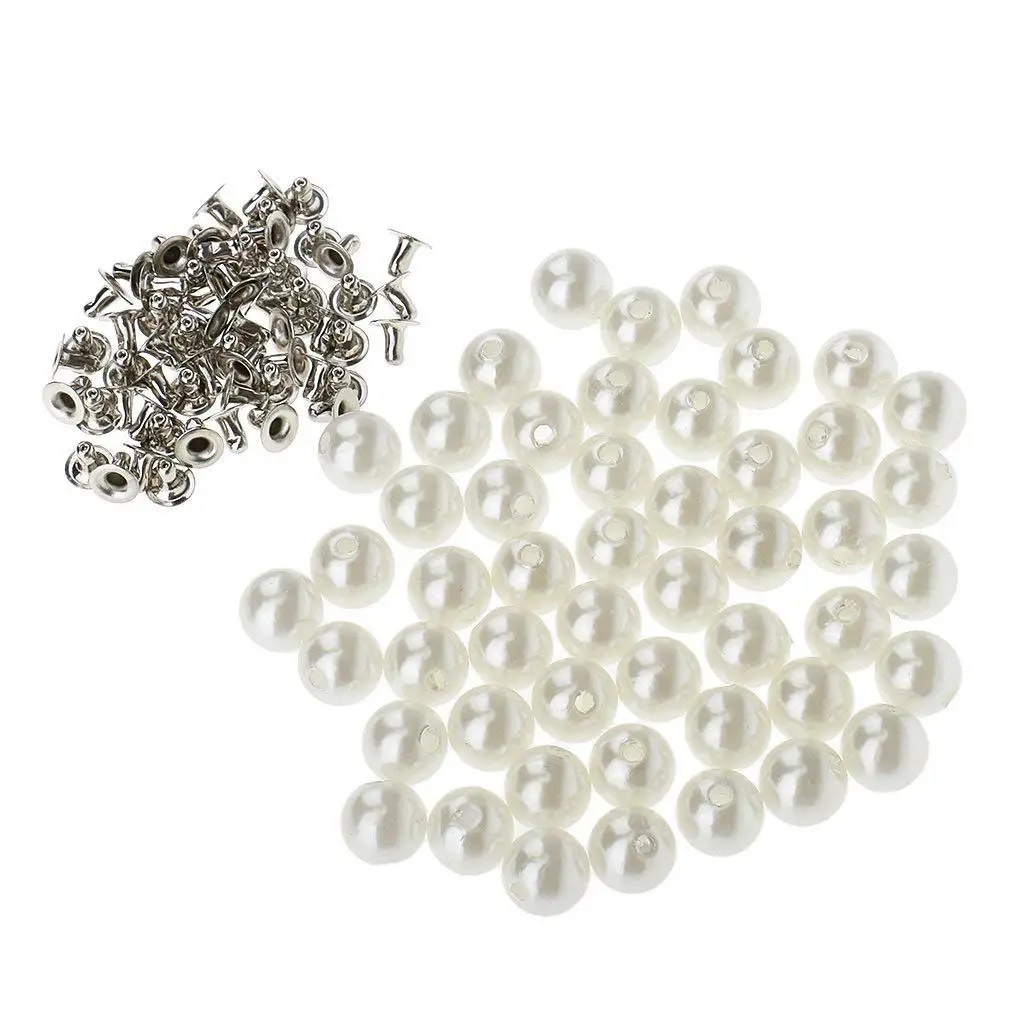

50 Pcs Beads Buttons Rivets Nails For Bag Jeans Decoration DIY Crafts - 10 mm