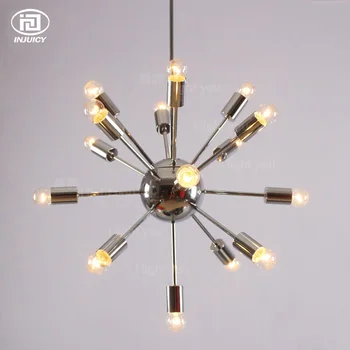 

Loft Vintage Edison Silver Chrome Satellite Chandeliers for Cafe Bar Dining Study Room Dining Room Restaurant Decoration